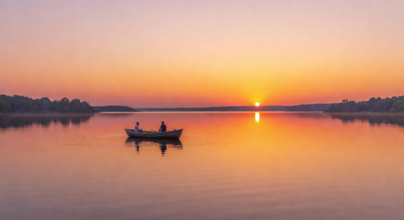 Calm serene sunset over water representing balance and responsible enjoyment