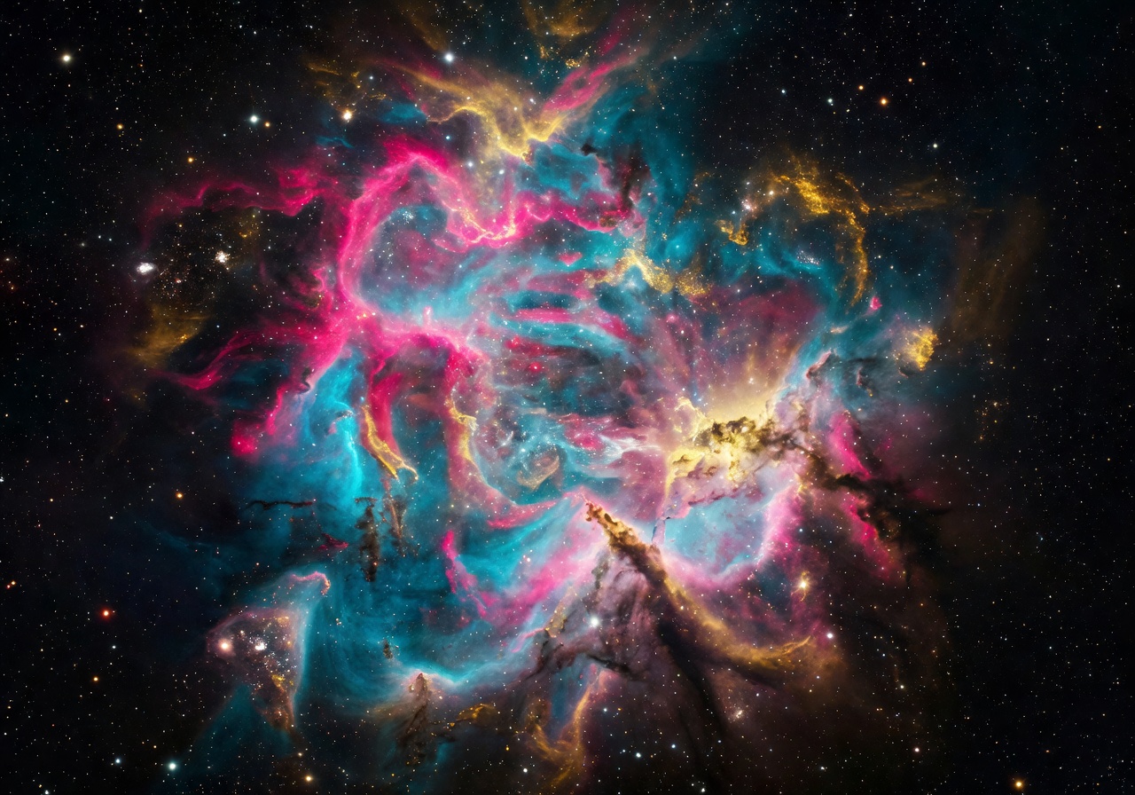 Vibrant nebula and stars in deep space representing a galactic adventure slot game